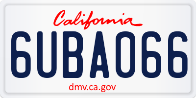CA license plate 6UBA066