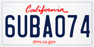 CA license plate 6UBA074