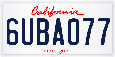 CA license plate 6UBA077