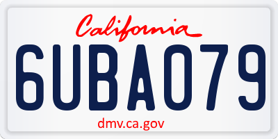 CA license plate 6UBA079