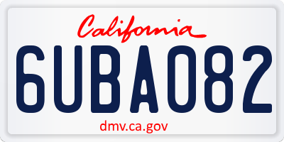 CA license plate 6UBA082