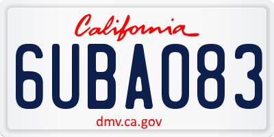 CA license plate 6UBA083