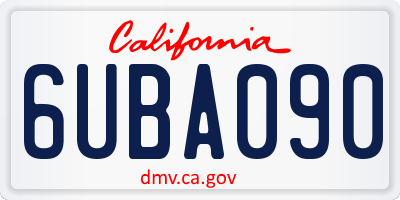 CA license plate 6UBA090