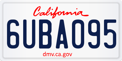 CA license plate 6UBA095