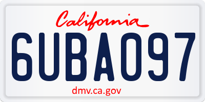 CA license plate 6UBA097