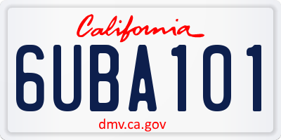 CA license plate 6UBA101