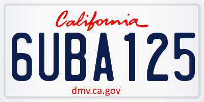 CA license plate 6UBA125