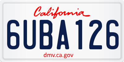 CA license plate 6UBA126