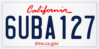 CA license plate 6UBA127