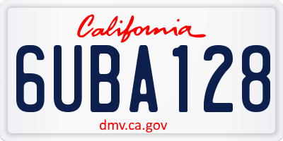 CA license plate 6UBA128