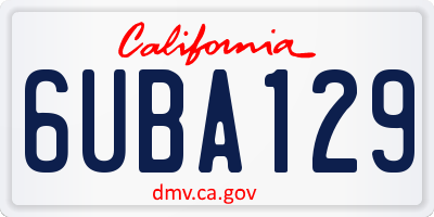 CA license plate 6UBA129