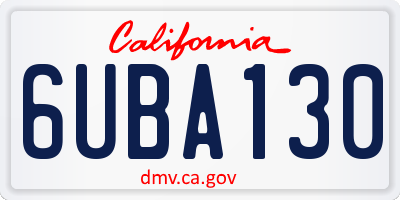 CA license plate 6UBA130