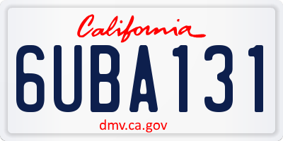 CA license plate 6UBA131