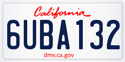 CA license plate 6UBA132