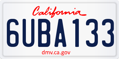 CA license plate 6UBA133