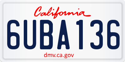 CA license plate 6UBA136