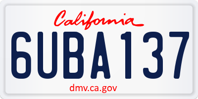 CA license plate 6UBA137