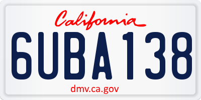 CA license plate 6UBA138