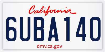 CA license plate 6UBA140