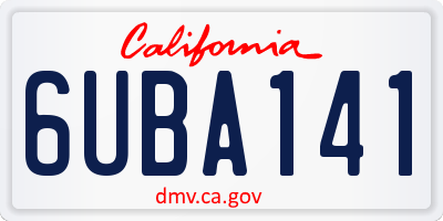 CA license plate 6UBA141