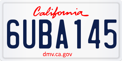 CA license plate 6UBA145