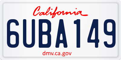 CA license plate 6UBA149