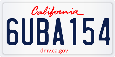 CA license plate 6UBA154