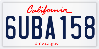 CA license plate 6UBA158