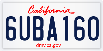 CA license plate 6UBA160