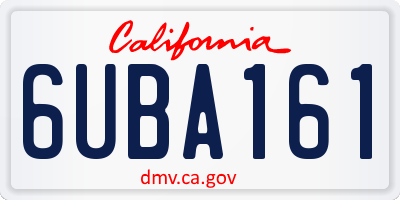 CA license plate 6UBA161