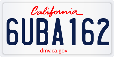 CA license plate 6UBA162