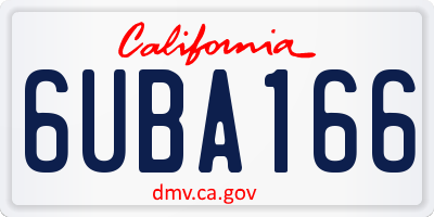 CA license plate 6UBA166