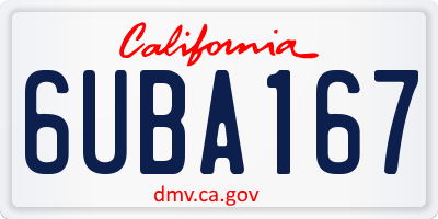 CA license plate 6UBA167