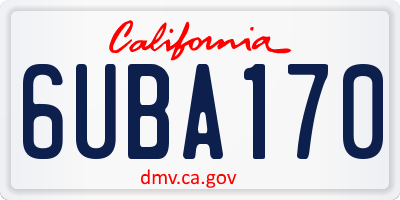 CA license plate 6UBA170