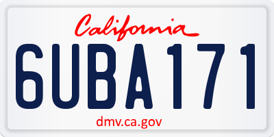 CA license plate 6UBA171