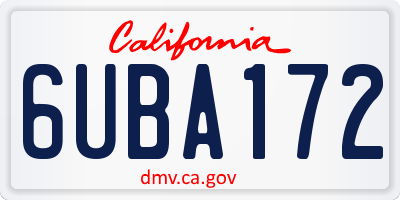 CA license plate 6UBA172