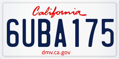 CA license plate 6UBA175