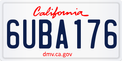 CA license plate 6UBA176