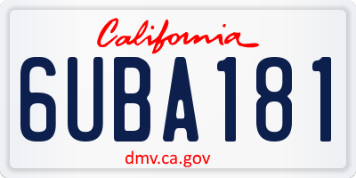 CA license plate 6UBA181