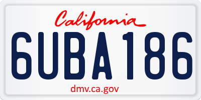 CA license plate 6UBA186