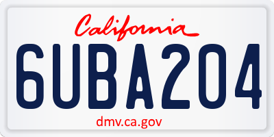CA license plate 6UBA204