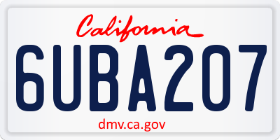 CA license plate 6UBA207