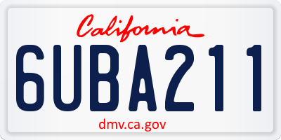 CA license plate 6UBA211