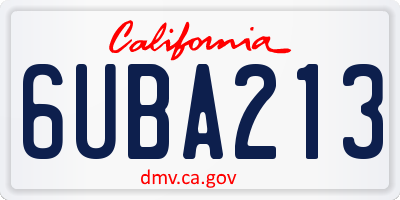 CA license plate 6UBA213