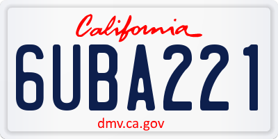 CA license plate 6UBA221