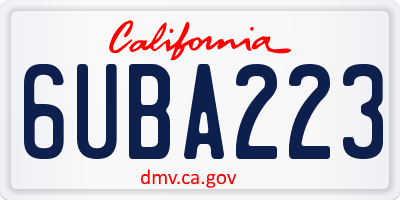 CA license plate 6UBA223