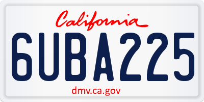 CA license plate 6UBA225
