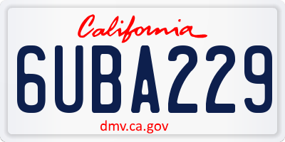 CA license plate 6UBA229