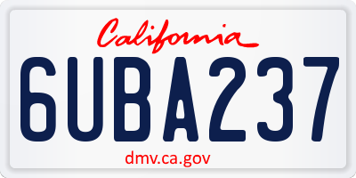 CA license plate 6UBA237
