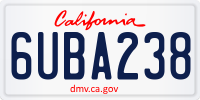 CA license plate 6UBA238
